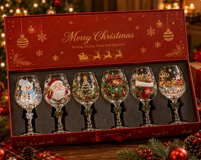 💥 LAST DAY 49% OFF🎁Christmas 3D Glass Cup Collection Gift Box Set✨