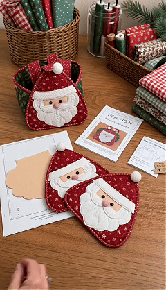 ⏳ Last Day 49% OFF – 🎄 Christmas Character Quilted Carry Basket | Padded Patchwork Fabrics, Layered Appliqué & Soft Carry Handle 🎁✨