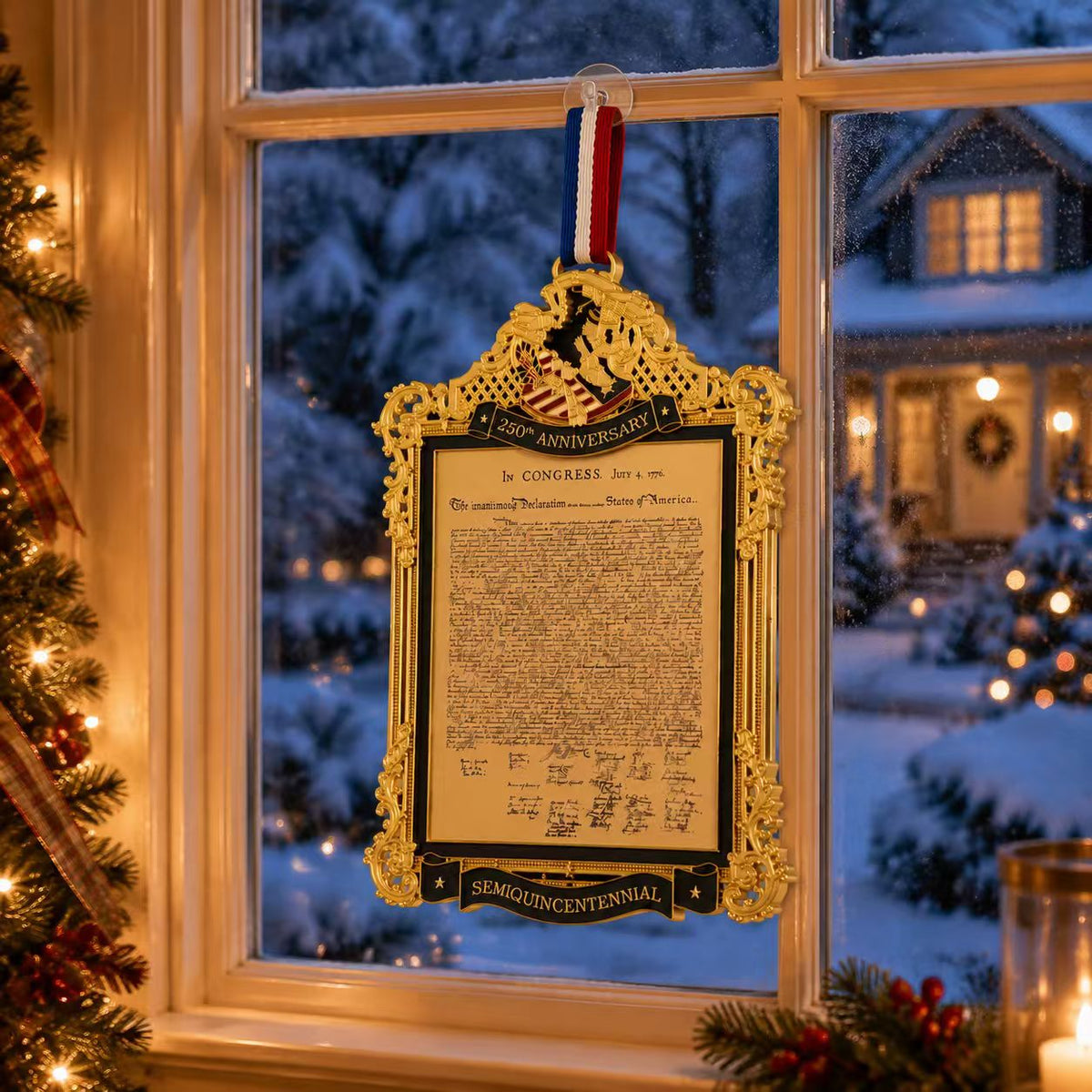 🇺🇸 Declaration of Liberty 250th Anniversary Decoration – Patriotic Christmas Keepsake Ornament & Historic Home Décor