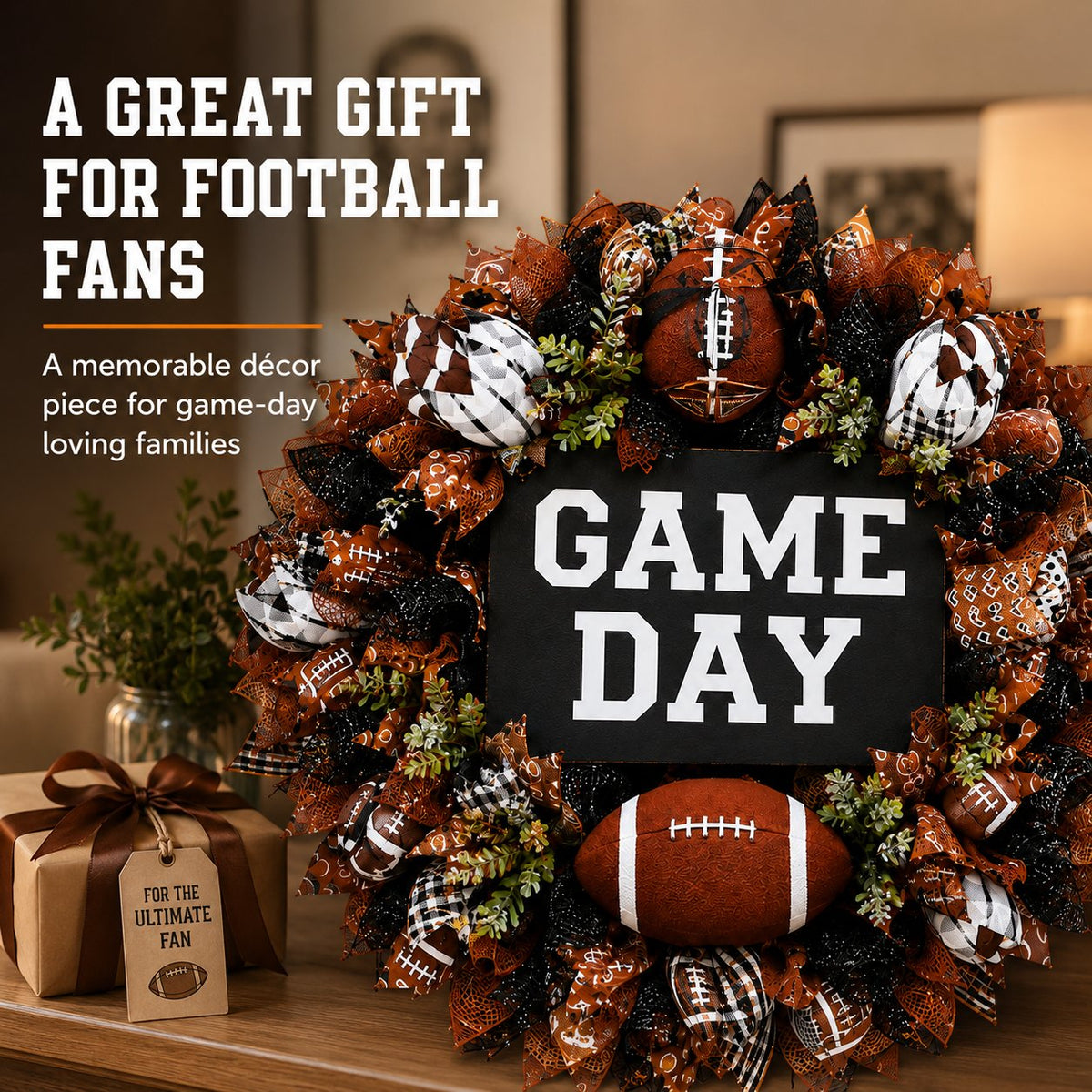 🔥Limited Time🏈 Handmade Style Football Wreath – Add Game Day Energy To Your Home