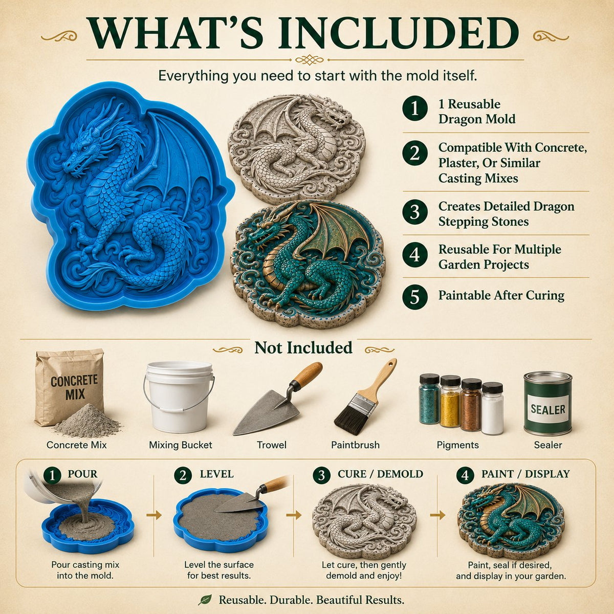 💥 LAST DAY 49% OFF - ✨Create Your Own Garden Art - Reusable Mold for Stepping Stones