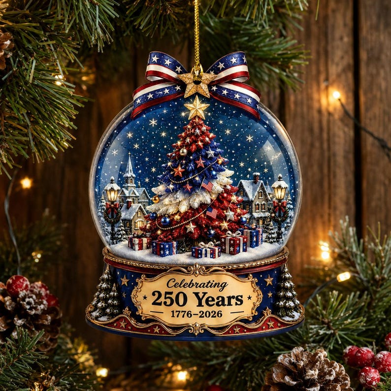 🔥LIMITED TIME 49% OFF!🔥🎄 US 250th Anniversary Christmas Ornament, 6 Vintage American Flag Styles