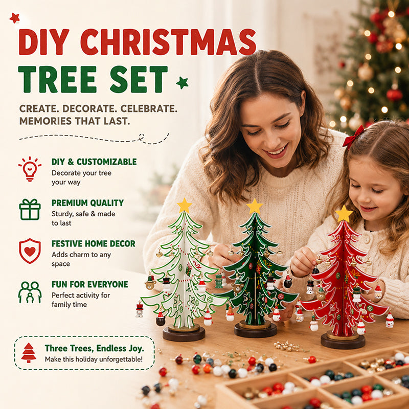 🎄 DIY Wooden Christmas Tree Ornament Set