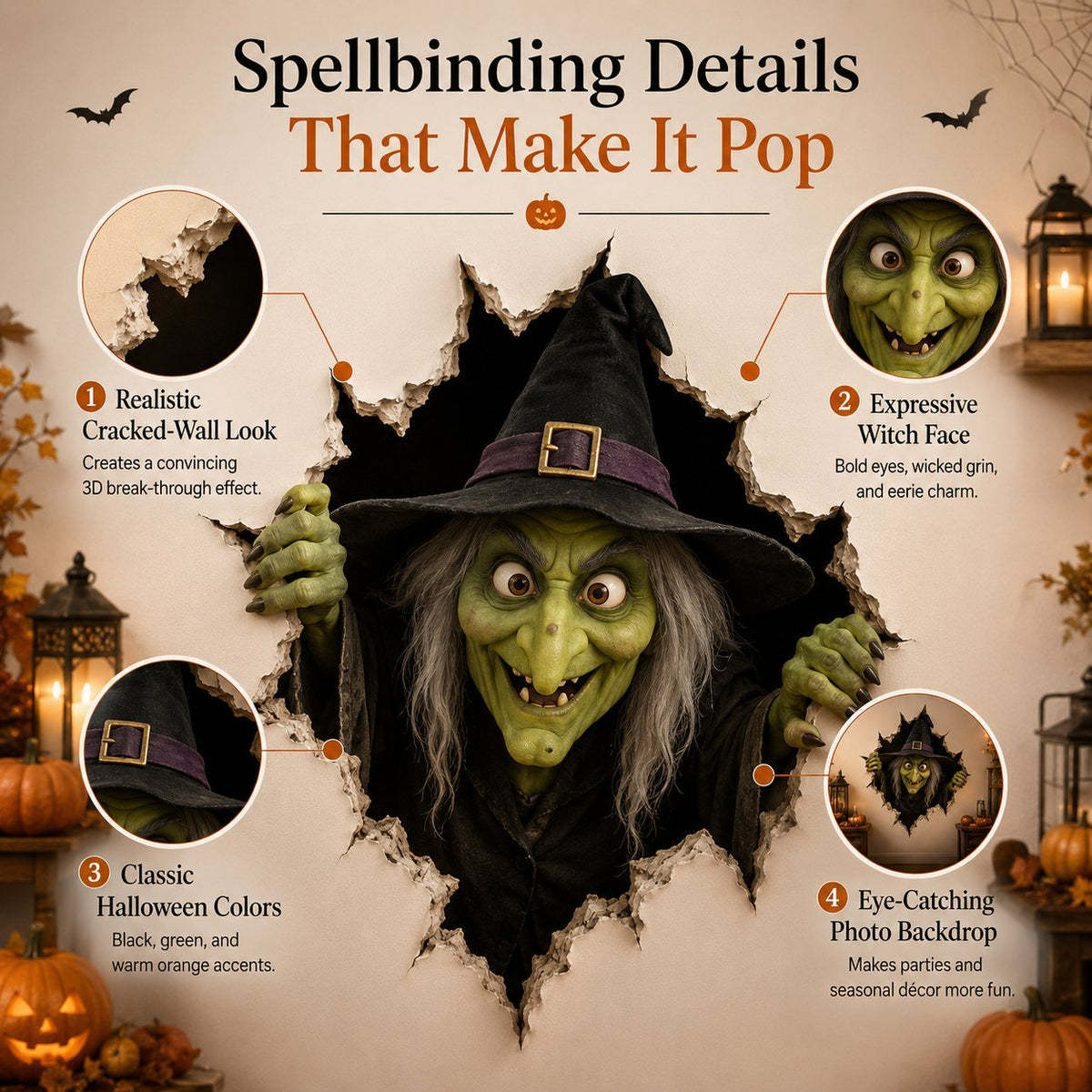 🔥Halloween Break-In 3D Wall Decals