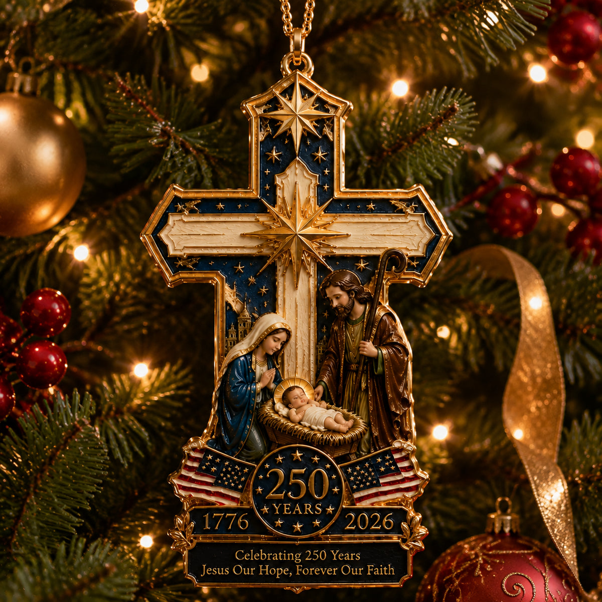 🔥Cross-Shaped Jesus Nativity Christmas Tree Ornament