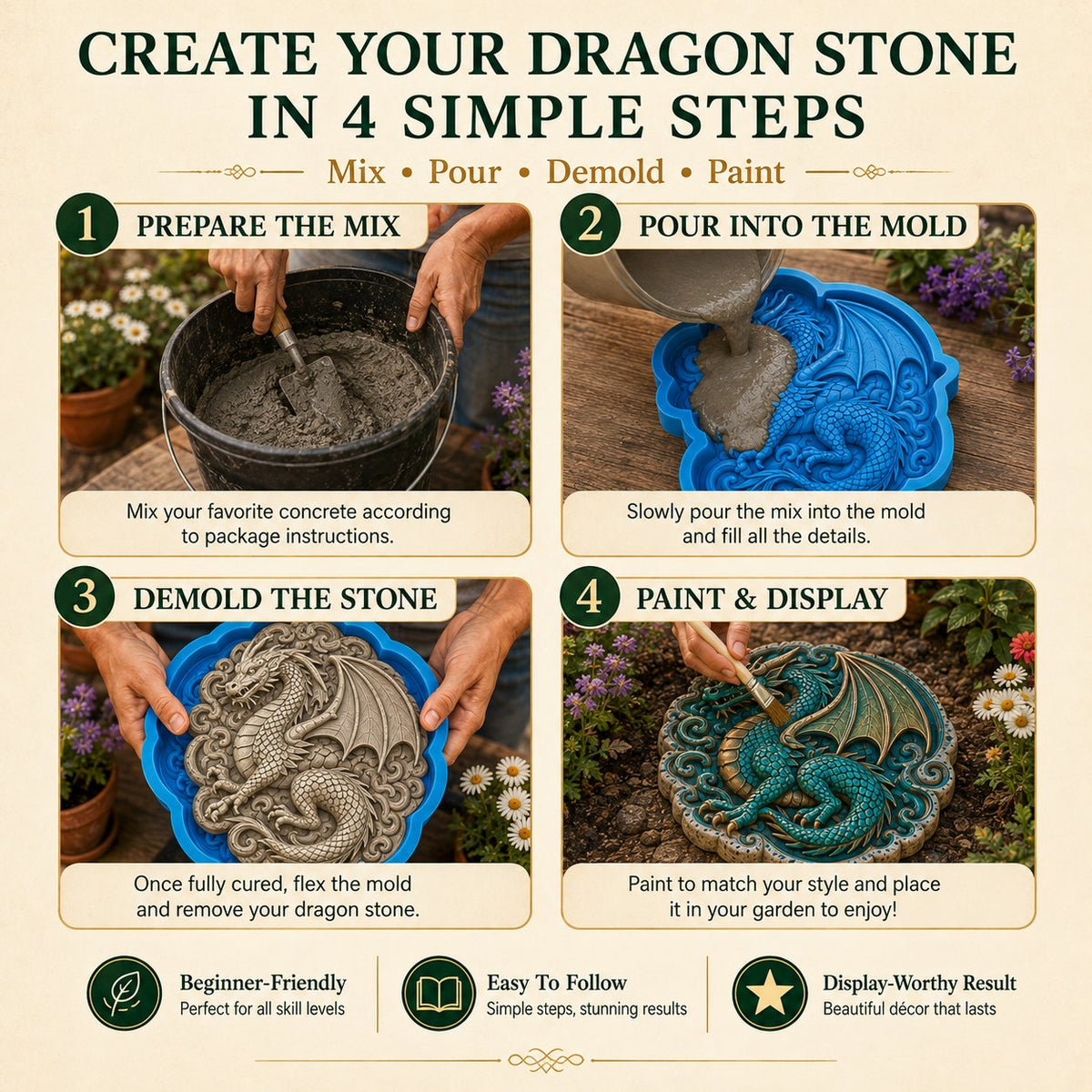 💥 LAST DAY 49% OFF - ✨Create Your Own Garden Art - Reusable Mold for Stepping Stones