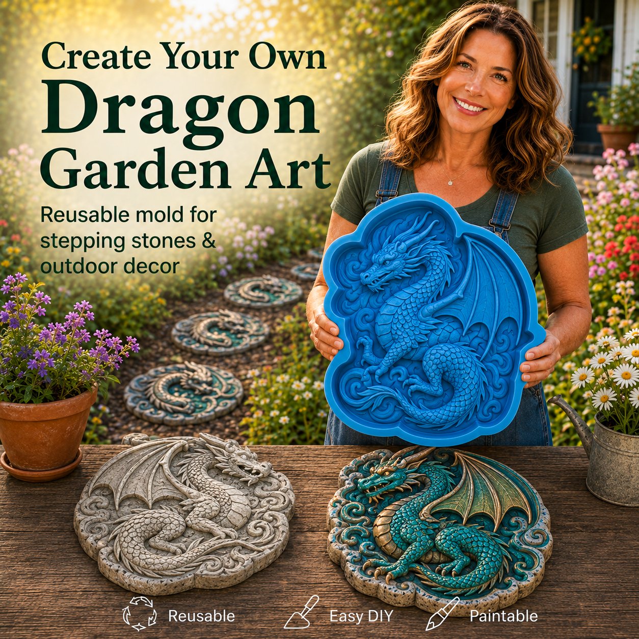 💥 LAST DAY 49% OFF - ✨Create Your Own Garden Art - Reusable Mold for Stepping Stones