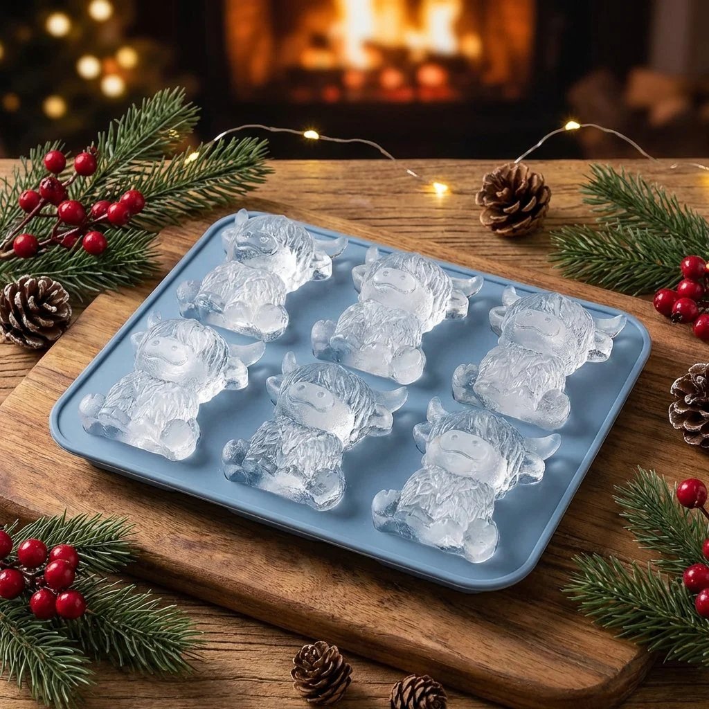🐮 Mini Highland Cow Ice Cube Mold – Cute 3D Ice for Drinks, Parties & Gifts– UK Ready!