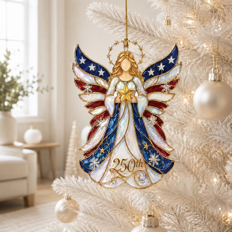 🔥LIMITED TIME 49% OFF!🔥🎄 US 250th Anniversary Christmas Ornament, 6 Vintage American Flag Styles