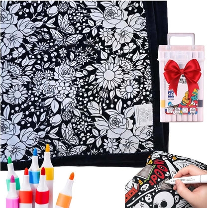✨Last Day 49% OFF🎨DIY Coloring Blanket with Markers🎁Perfect Gift For Family & Friends