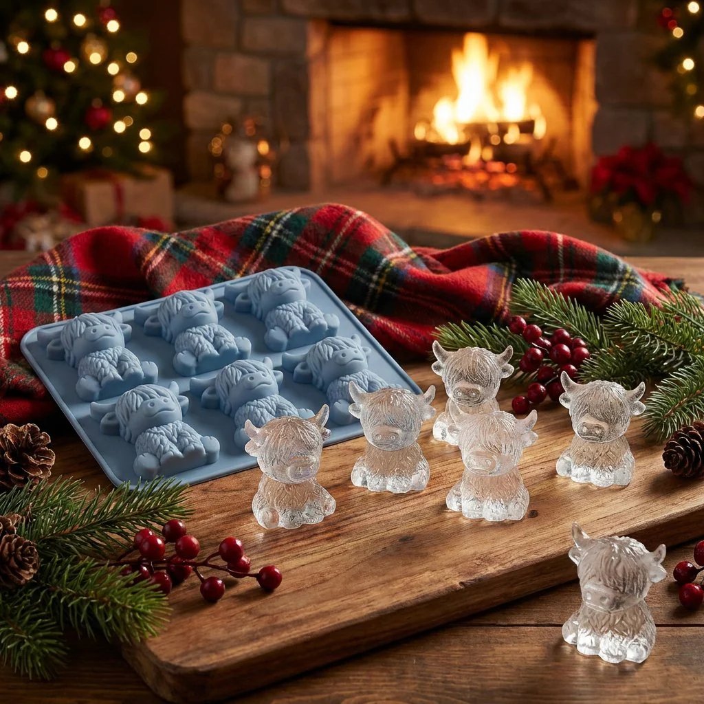 🐮 Mini Highland Cow Ice Cube Mold – Cute 3D Ice for Drinks, Parties & Gifts– UK Ready!