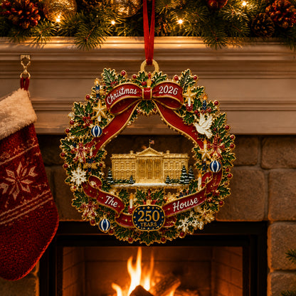🔥White House Scene Christmas Wreath Commemorative Ornament