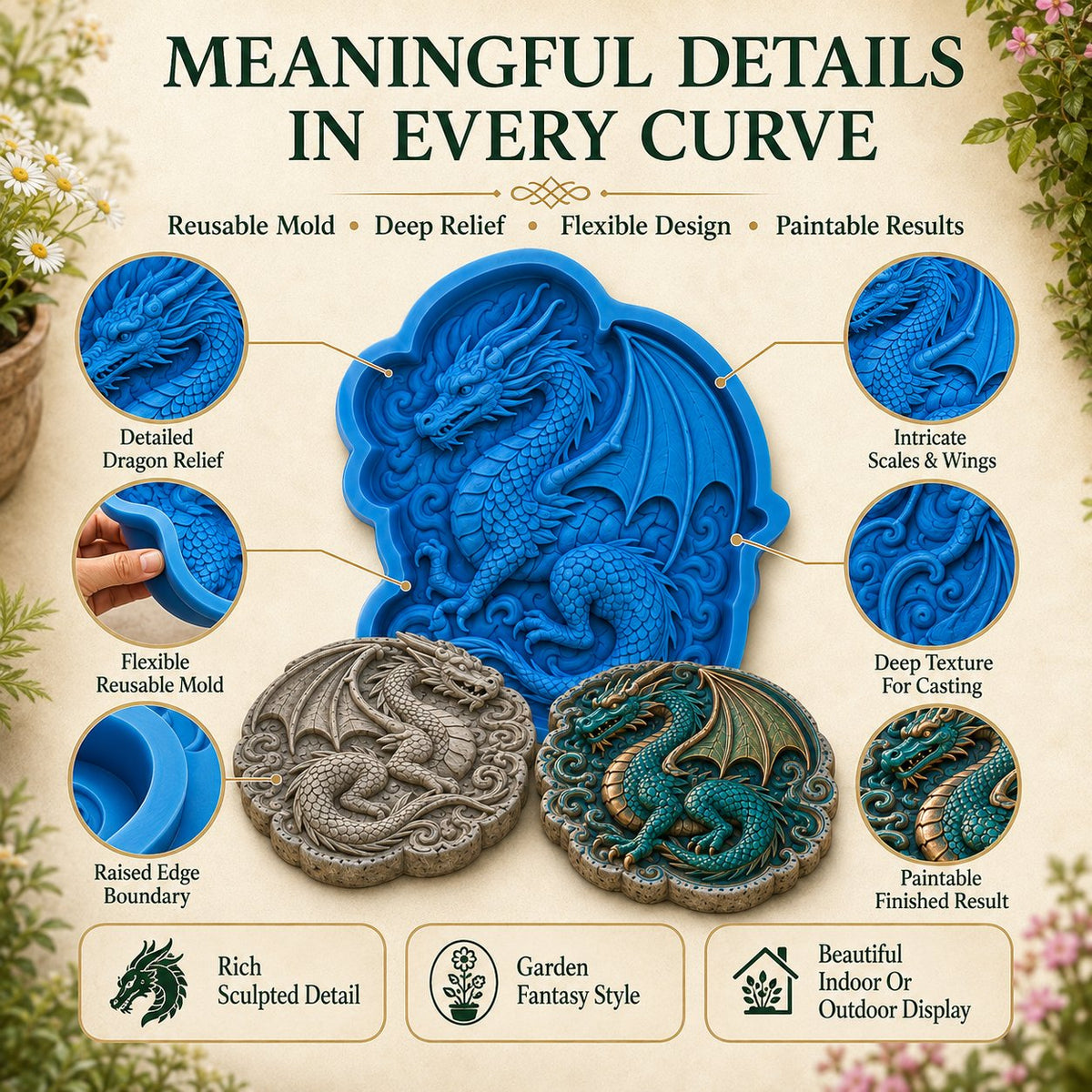 💥 LAST DAY 49% OFF - ✨Create Your Own Garden Art - Reusable Mold for Stepping Stones