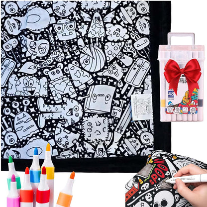 ✨Last Day 49% OFF🎨DIY Coloring Blanket with Markers🎁Perfect Gift For Family & Friends