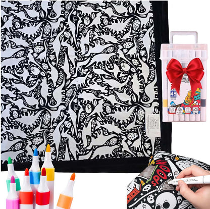 ✨Last Day 49% OFF🎨DIY Coloring Blanket with Markers🎁Perfect Gift For Family & Friends