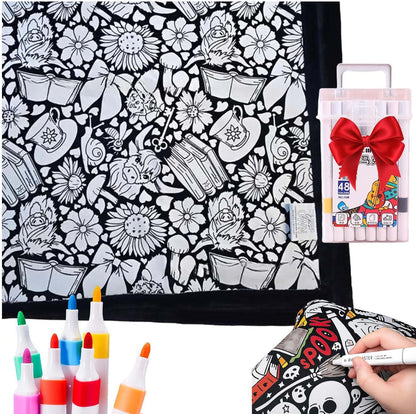 ✨Last Day 49% OFF🎨DIY Coloring Blanket with Markers🎁Perfect Gift For Family & Friends