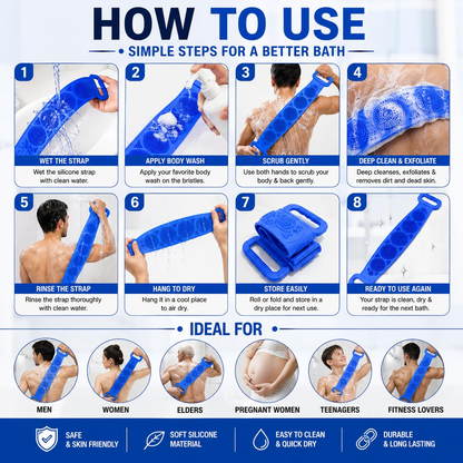 🛁Limited-Time 50% OFF💦Silicone Bath Brush Double-Sided Exfoliating Back Scrubber