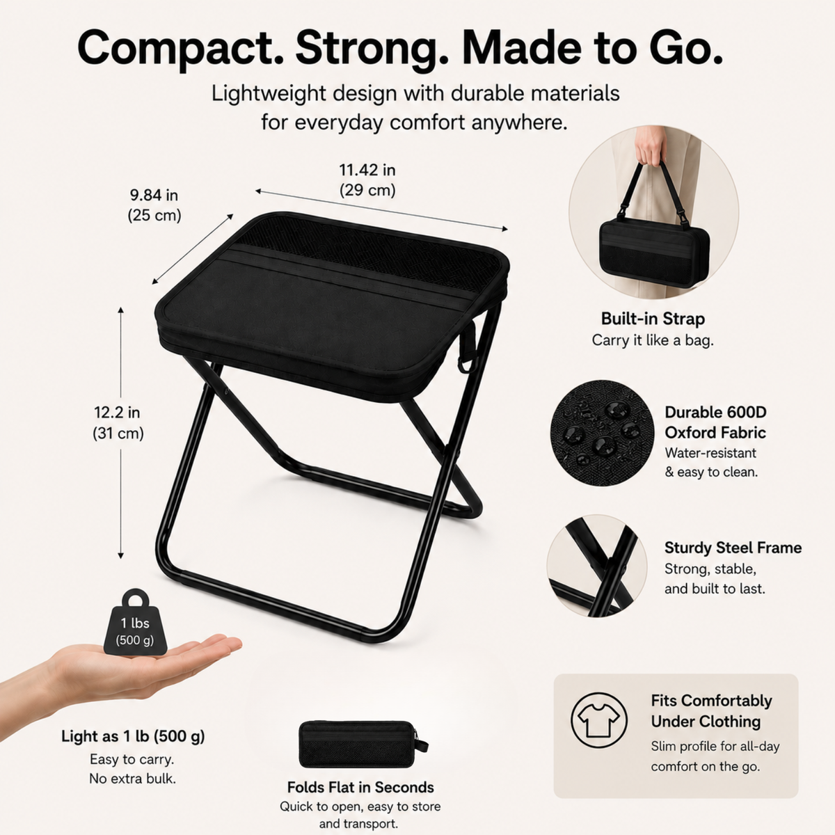 Pocket Chair👜Foldable Backpack Stool