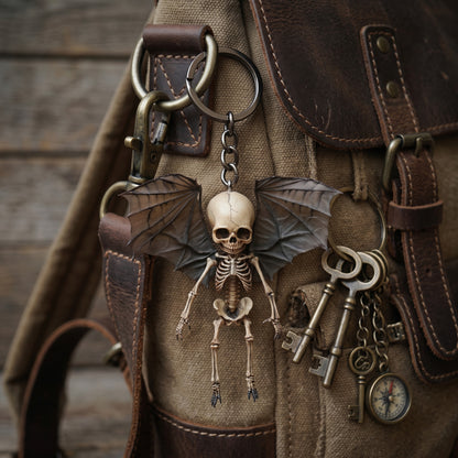 🦇Translucent Bat Wing Skeleton Keychain--An excellent accessory for Halloween enthusiasts.🖤