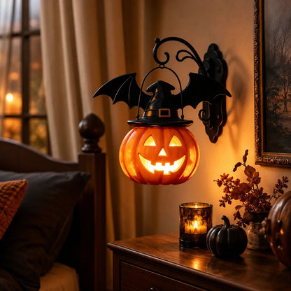 🎃Halloween Early Bird Special Sale 49% OFF🎃 Bat Hat Pumpkin Wall Lamp 🦇