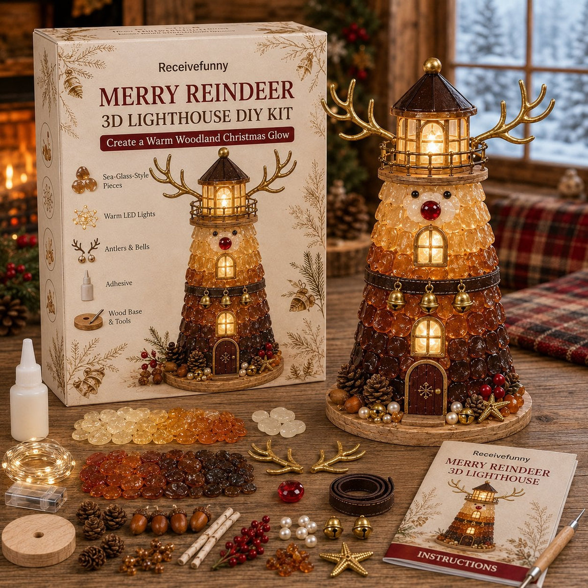 🎄 DIY Lighted Christmas Sea Glass-Style Lighthouse Kit — Create your own glowing holiday magic! ✨🕯️