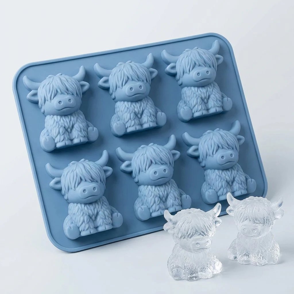 🐮 Mini Highland Cow Ice Cube Mold – Cute 3D Ice for Drinks, Parties & Gifts– UK Ready!