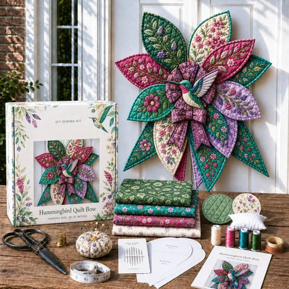 ⏳ Last Day 49% OFF – 🎀 Beginner-Friendly Oversized Quilted Bow Sewing Kit | Coordinated Printed Fabrics, Batting, Pre-Designed Templates & Complete Supplies for a Full 23–25 in 3D Statement Bow ✨