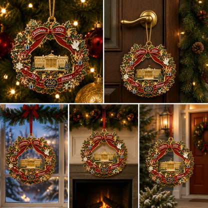 🔥White House Scene Christmas Wreath Commemorative Ornament