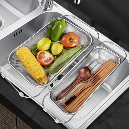 🍽️ 49% OFF NOW! 🧺 Stainless Steel Telescopic Drainer Basket