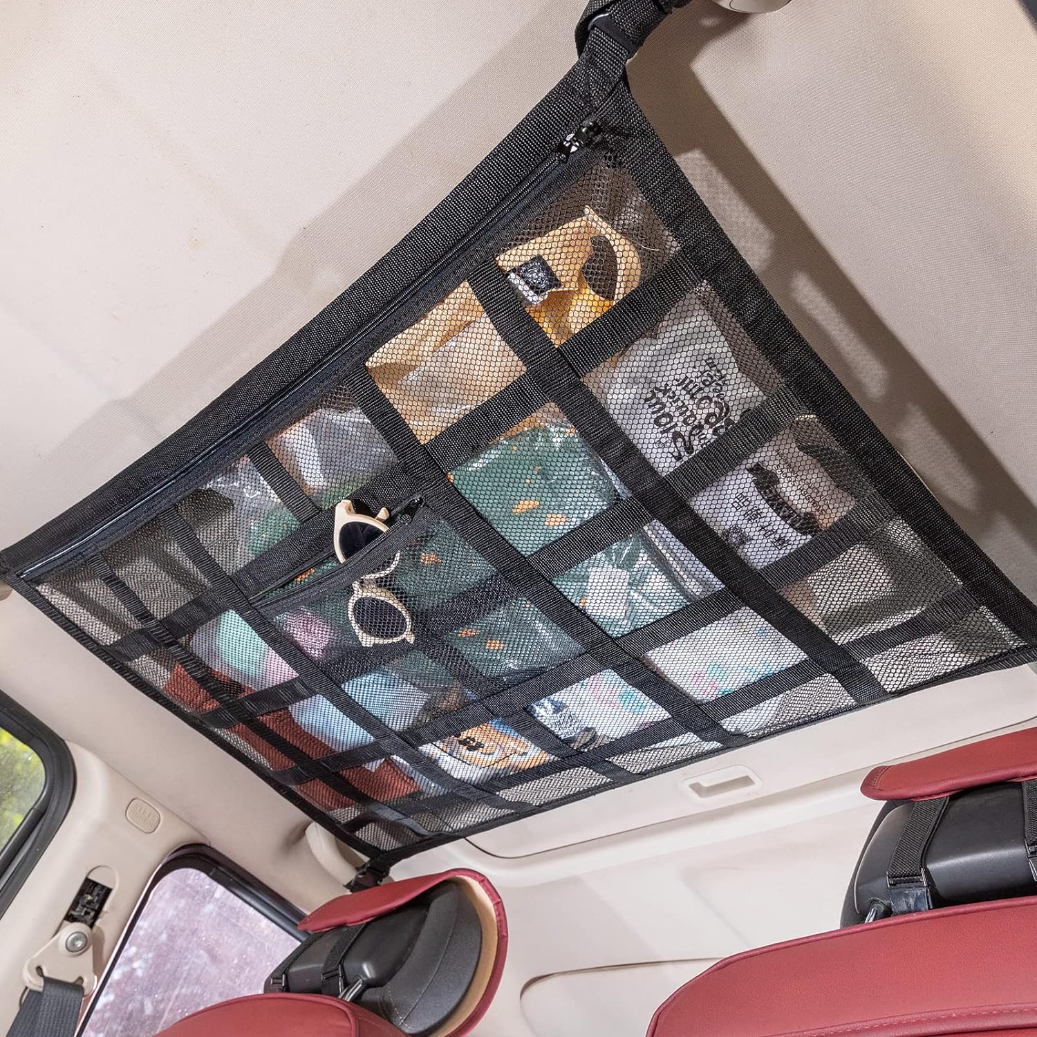 Car Ceiling Cargo Net Pocket for Long Road Trips!