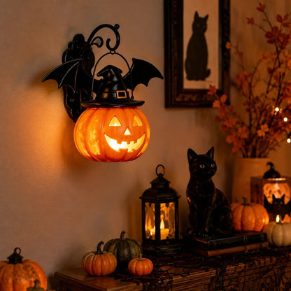 🎃Halloween Early Bird Special Sale 49% OFF🎃 Bat Hat Pumpkin Wall Lamp 🦇