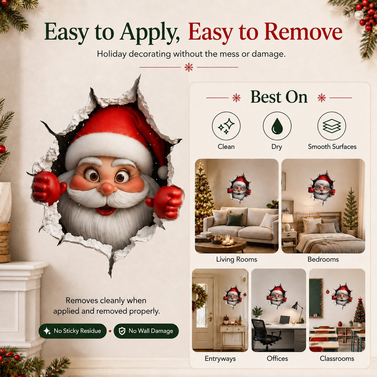 🔥Last Day 49% OFF-Creative 3D Christmas Santa Wall Sticker