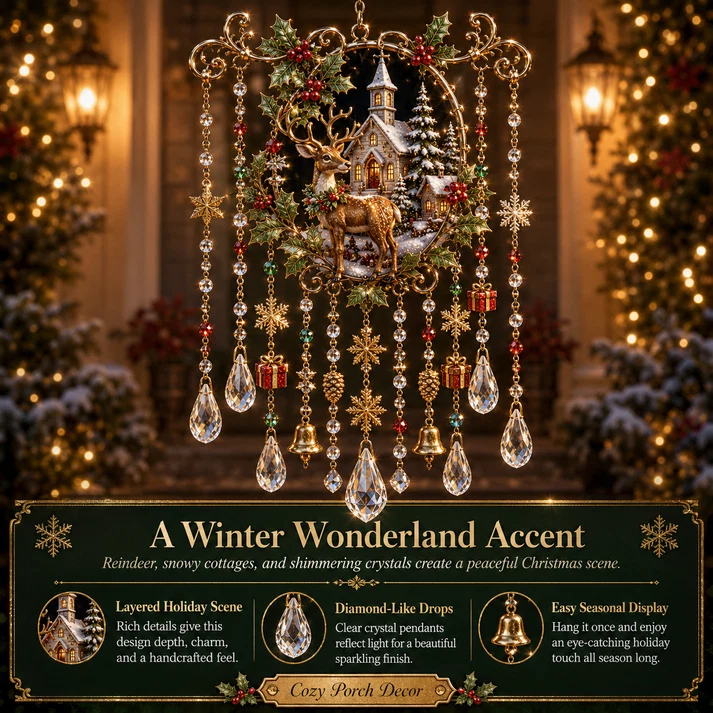 🎄 Limited-Time 49% OFF – Christmas Wind Chime with Crystal Drops🔔