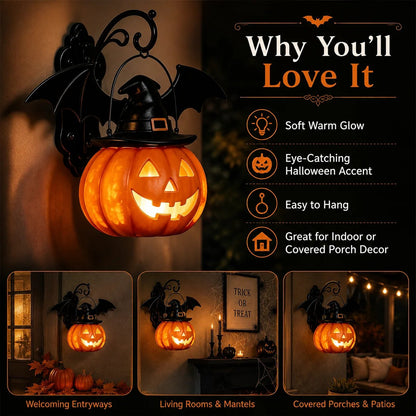 🎃Halloween Early Bird Special Sale 49% OFF🎃 Bat Hat Pumpkin Wall Lamp 🦇