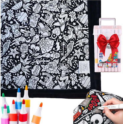 ✨Last Day 49% OFF🎨DIY Coloring Blanket with Markers🎁Perfect Gift For Family & Friends