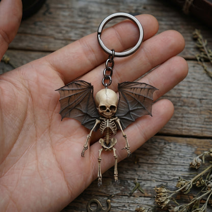 🦇Translucent Bat Wing Skeleton Keychain--An excellent accessory for Halloween enthusiasts.🖤