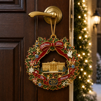 🔥White House Scene Christmas Wreath Commemorative Ornament