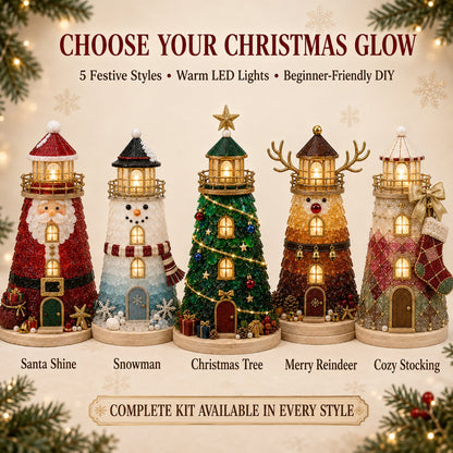 🎄DIY Lighted Christmas Character Sea Glass-Style Lighthouse Kit Collection  💕