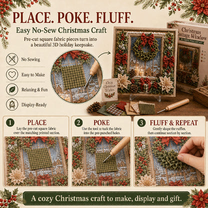 🔥🎁 3D Christmas Fabric Poke Art Kit 🔥50% Off Last Day🔥3D Christmas Fabric Poke Art Kit , No-Sew Holiday Craft Kit with Pre-Cut Fabric Squares, Poking Tool and Display Stand, Cardinal Tree Deer Dove Snowman Winter Décor Gift for Women