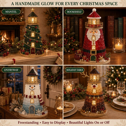 🎄 DIY Lighted Christmas Sea Glass-Style Lighthouse Kit — Create your own glowing holiday magic! ✨🕯️