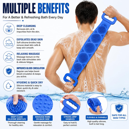 🛁Limited-Time 50% OFF💦Silicone Bath Brush Double-Sided Exfoliating Back Scrubber