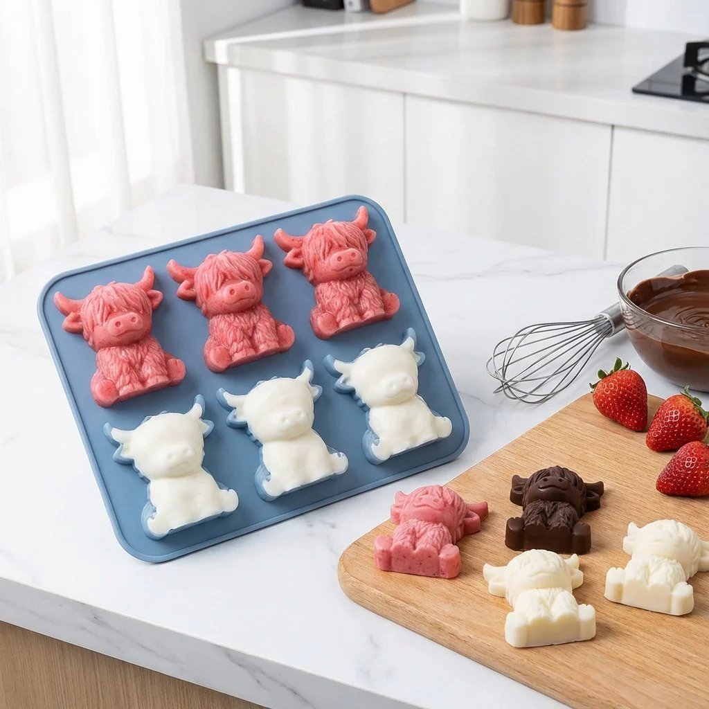 🐮 Mini Highland Cow Ice Cube Mold – Cute 3D Ice for Drinks, Parties & Gifts– UK Ready!