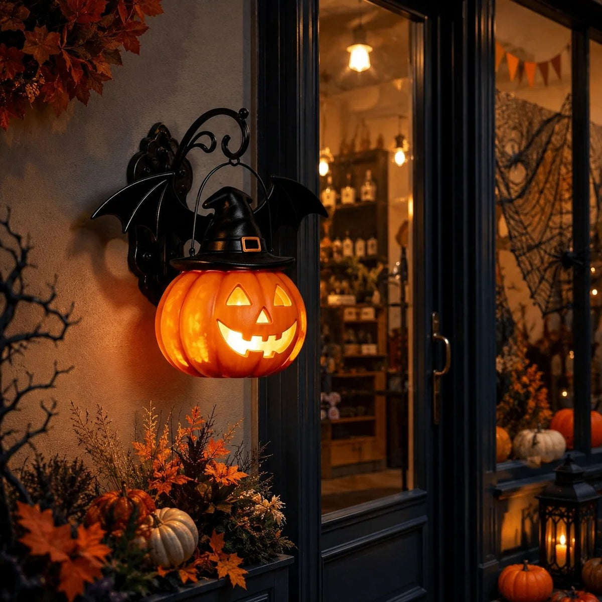 🎃Halloween Early Bird Special Sale 49% OFF🎃 Bat Hat Pumpkin Wall Lamp 🦇