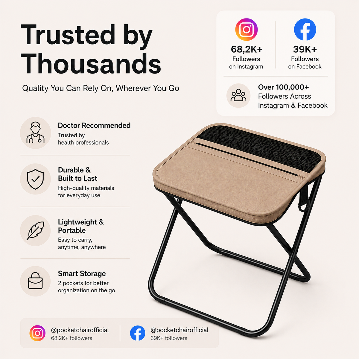 Pocket Chair👜Foldable Backpack Stool