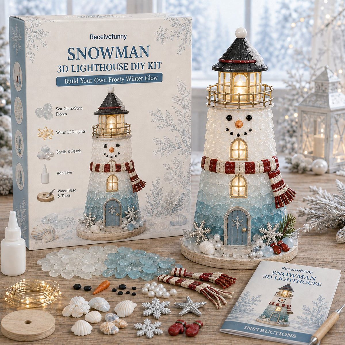🎄DIY Lighted Christmas Character Sea Glass-Style Lighthouse Kit Collection  💕