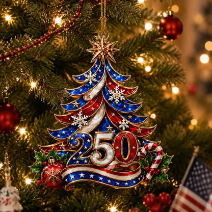 🔥LIMITED TIME 49% OFF!🔥🎄 US 250th Anniversary Christmas Ornament, 6 Vintage American Flag Styles