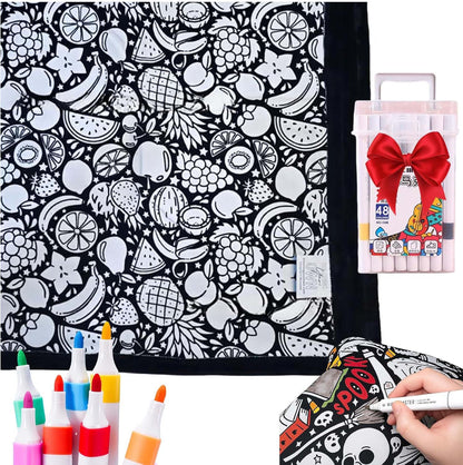 ✨Last Day 49% OFF🎨DIY Coloring Blanket with Markers🎁Perfect Gift For Family & Friends