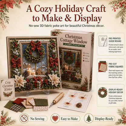 🔥🎁 3D Christmas Fabric Poke Art Kit 🔥50% Off Last Day🔥3D Christmas Fabric Poke Art Kit , No-Sew Holiday Craft Kit with Pre-Cut Fabric Squares, Poking Tool and Display Stand, Cardinal Tree Deer Dove Snowman Winter Décor Gift for Women