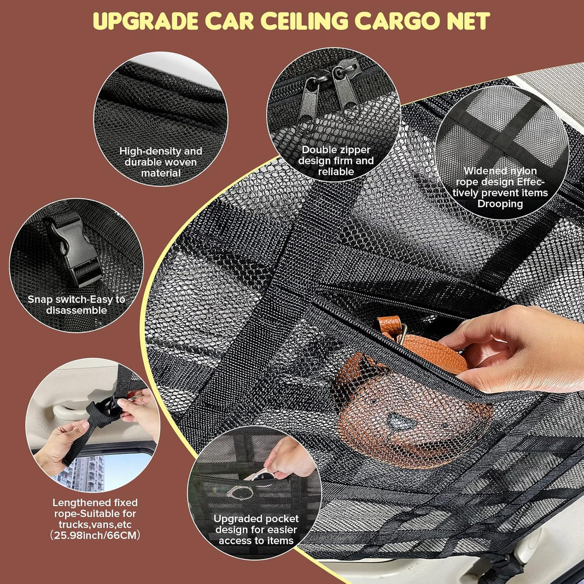 Car Ceiling Cargo Net Pocket for Long Road Trips!
