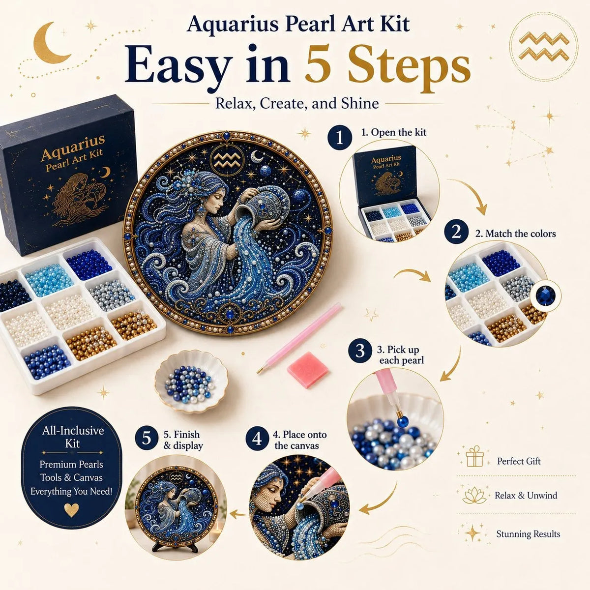 ♈💎Premium 3D Pearl 12 Zodiac Signs Art Kit 🌙
